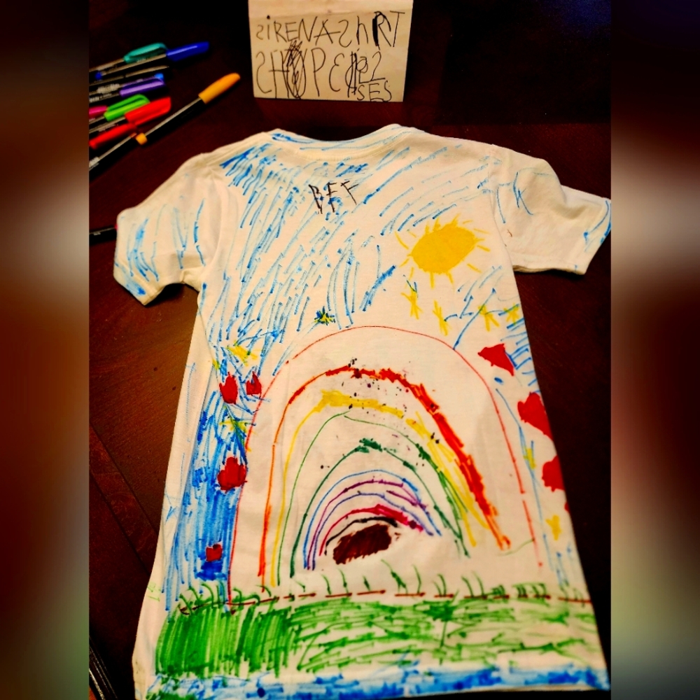 CUSTOM Colorful BACK AND FRONT Kids Shirts "ELLY SPARKLES" by SIRENA (6YRS OLD)
